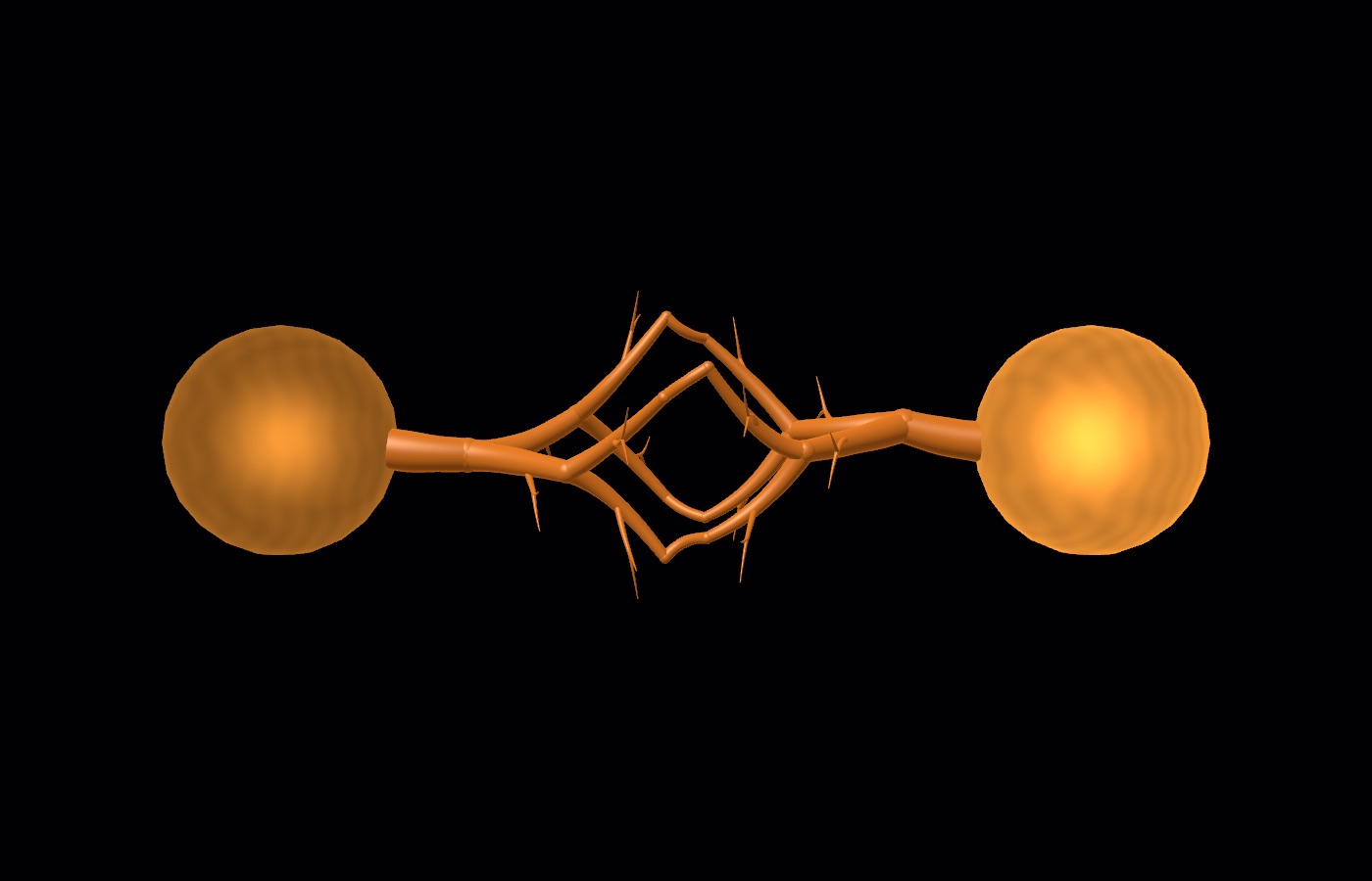 Front view of a grown dendrite connection